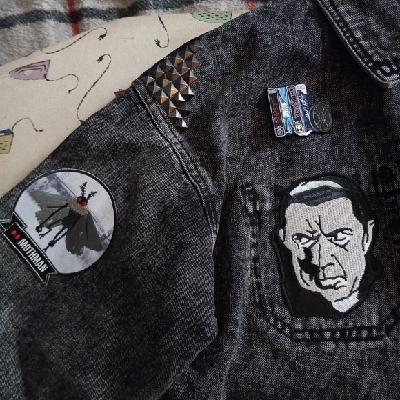 SOLD @MARKET! Nosferatu! Horror movie lovers cropped acid washed jacket - Picture 3 of 16